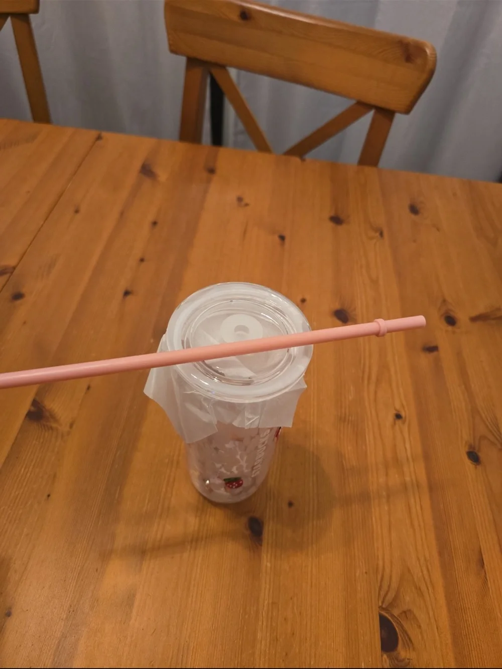 Starbucks Clear Strawberry Tumbler with Pink Straw